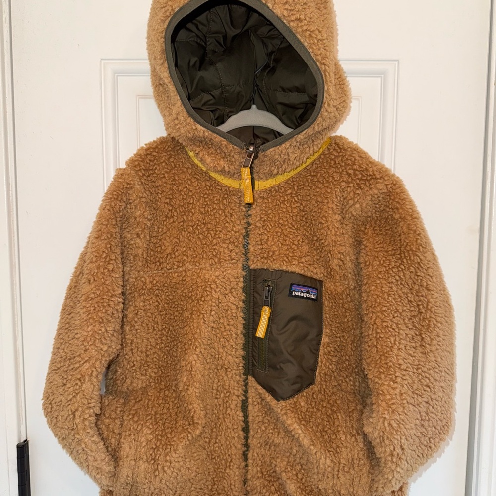 Patagonia Brown Sherpa Fleece Jacket with Hood